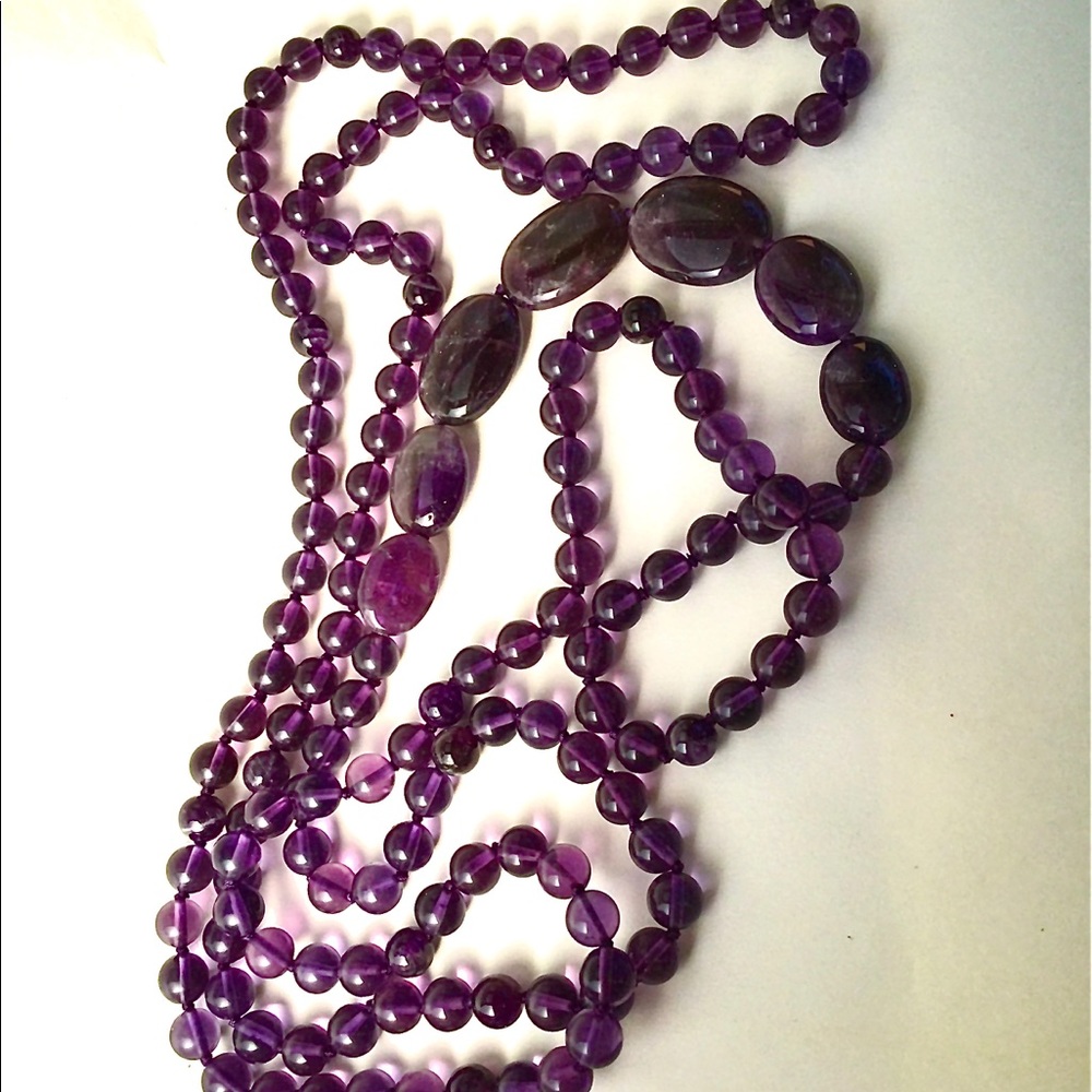 Amethyst and quartz 48 inch necklace